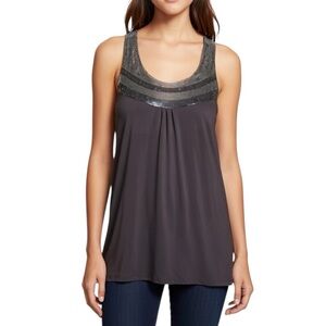KISCHE Gray Sequin Bibb Tank Top